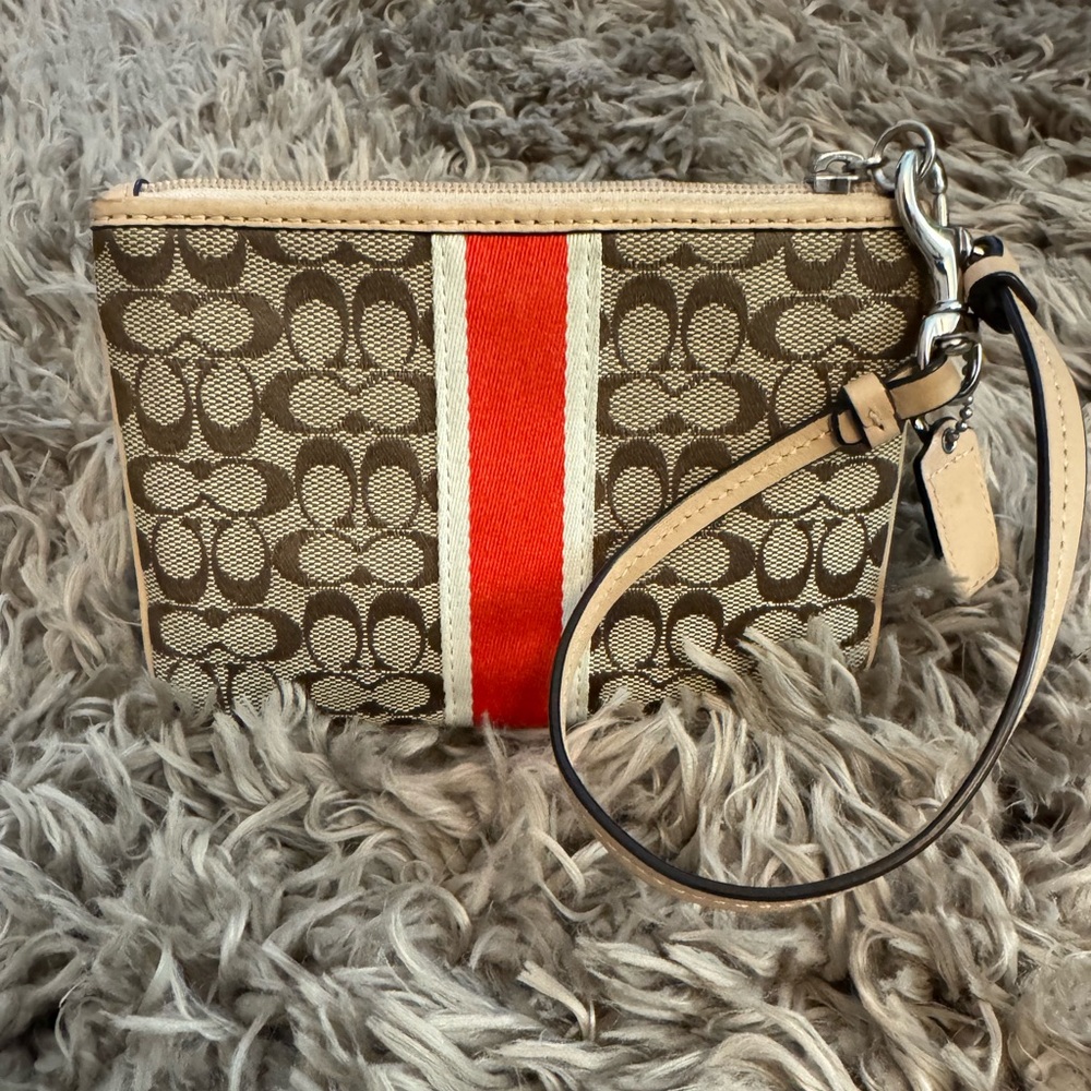 Coach corner zip wristlet with strap